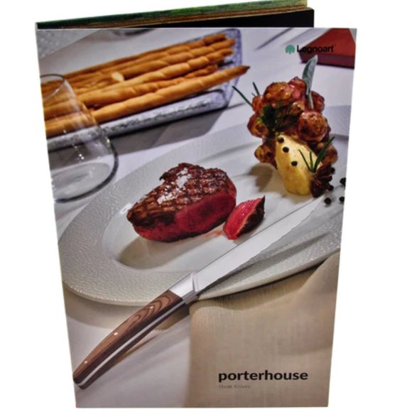 4pc Legnoart Porterhouse Steak Knife Set with Dark Wood Handle SK-300D - Picture 3 of 4